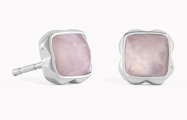 Coeur de Lion Silver Studs Rose Quartz - October